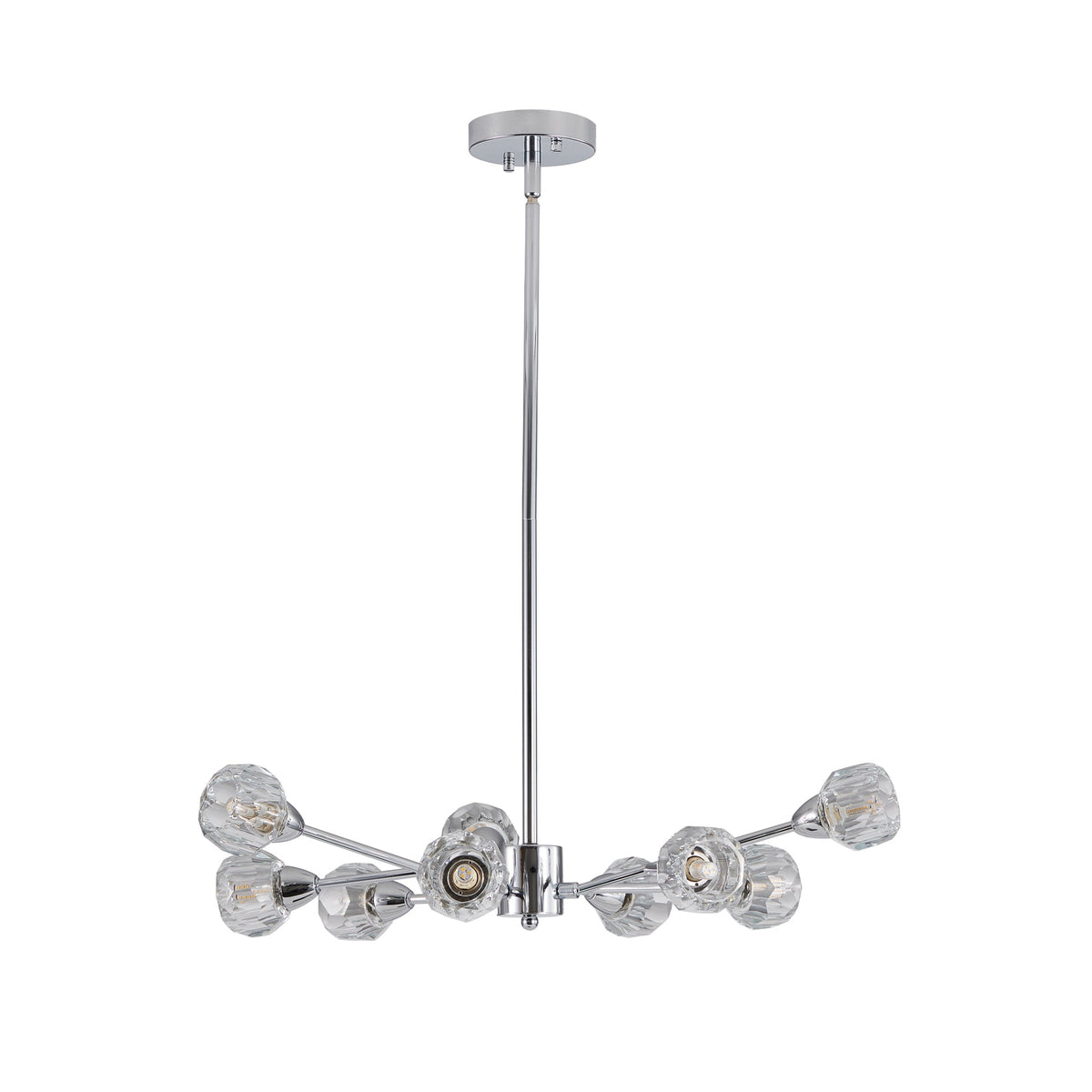 28" Modern Low-Profile Crystal Chandelier with 9 Lights, Chrome – view 10