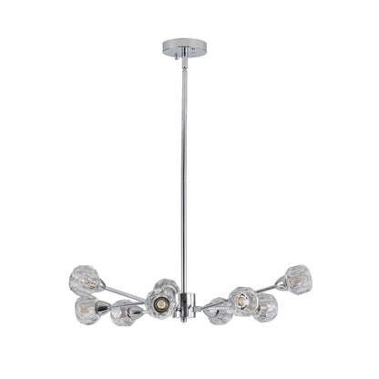 28" Modern Low-Profile Crystal Chandelier with 9 Lights, Chrome – view 10
