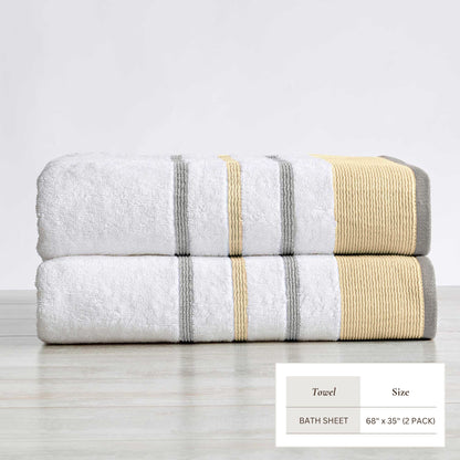 Decorative Cotton Stripe Bath Towel Set – Noelle Collection – view 78
