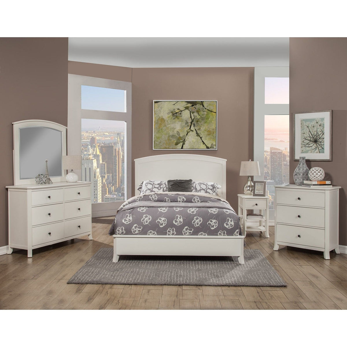 Mahogany Wood Baker Panel Bed, White