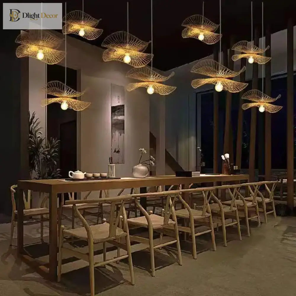 Woven Bamboo Rattan Pendant Light for Kitchen Island and Living Room – view 2