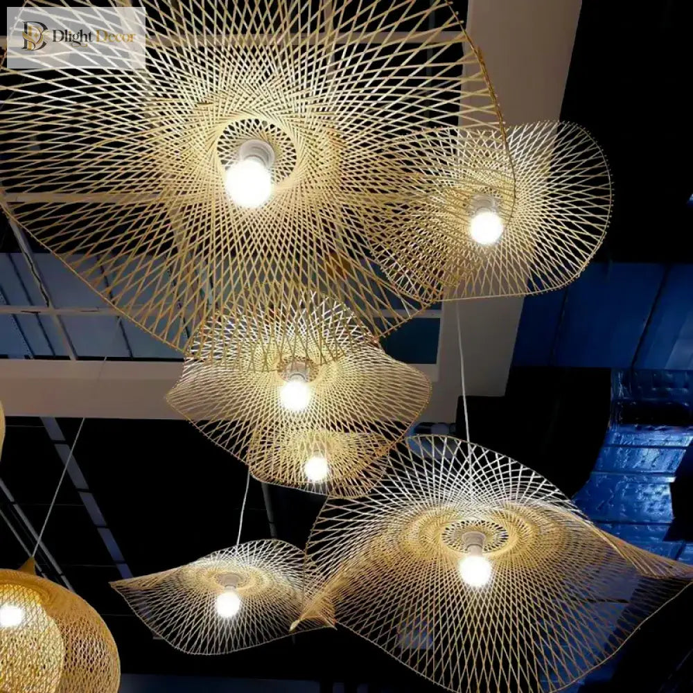Woven Bamboo Rattan Pendant Light for Kitchen Island and Living Room – view 3