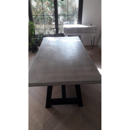 Barocco Valhalla Concrete Dining Table with Yellow Pine Legs, 35.5 x 71 – view 17