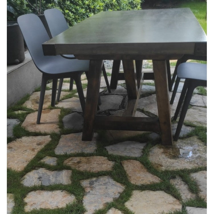 Barocco Valhalla GFRC Concrete Dining Table with Yellow Pine Legs, 39 x 118 – view 20