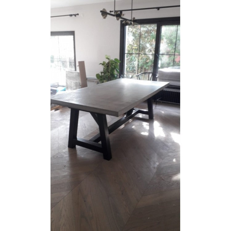 Barocco Valhalla GFRC Concrete Dining Table with Yellow Pine Legs, 39 x 118 – view 21