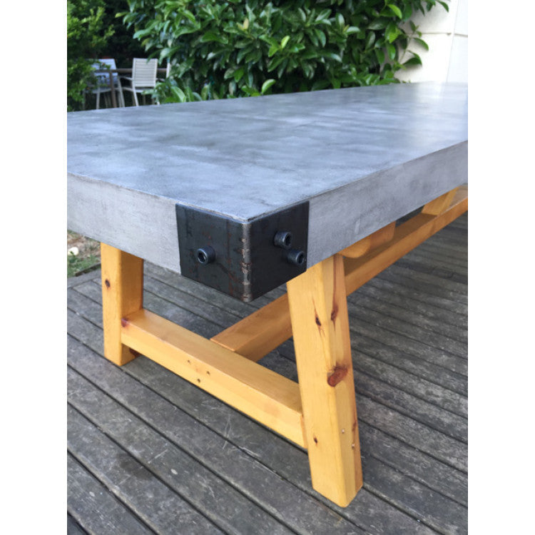 Barocco Valhalla GFRC Concrete Dining Table with Yellow Pine Legs, 39 x 118 – view 5