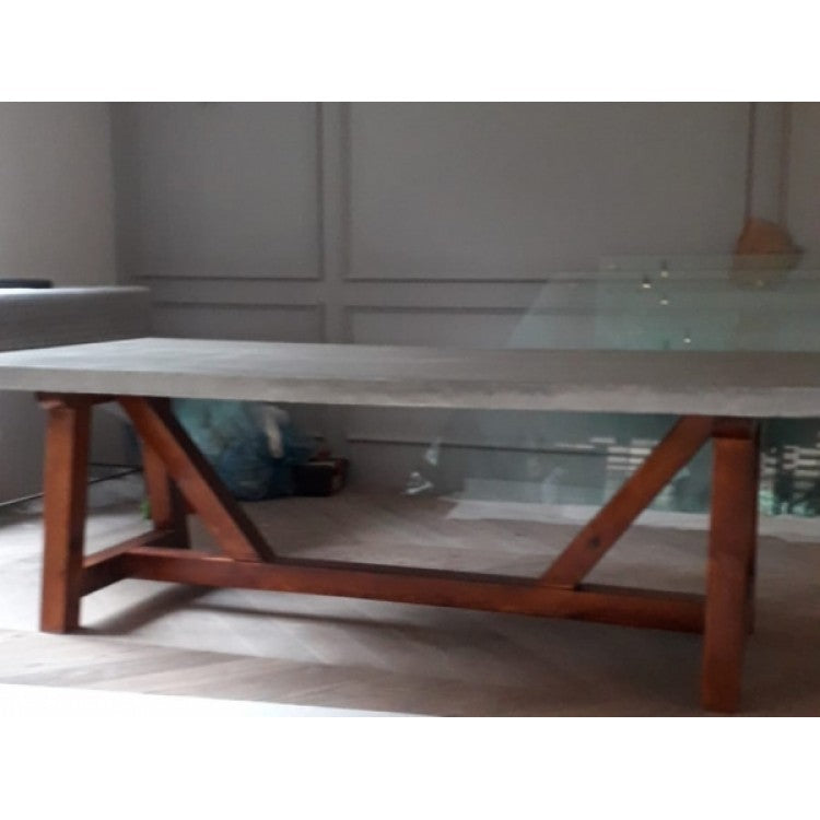 Barocco Valhalla Concrete Dining Table with Yellow Pine Legs, 35.5 x 71 – view 4