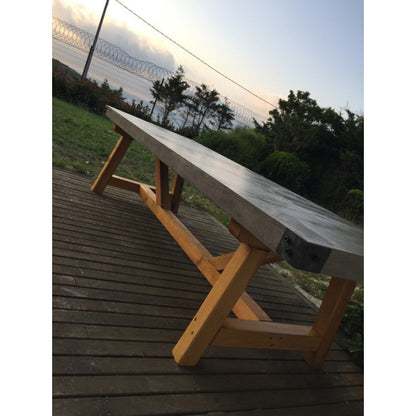 Barocco Valhalla Concrete Dining Table with Yellow Pine Legs, 35.5 x 71 – view 24