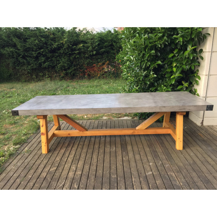 Barocco Valhalla Concrete Dining Table with Yellow Pine Legs, 39 x 79 – view 2