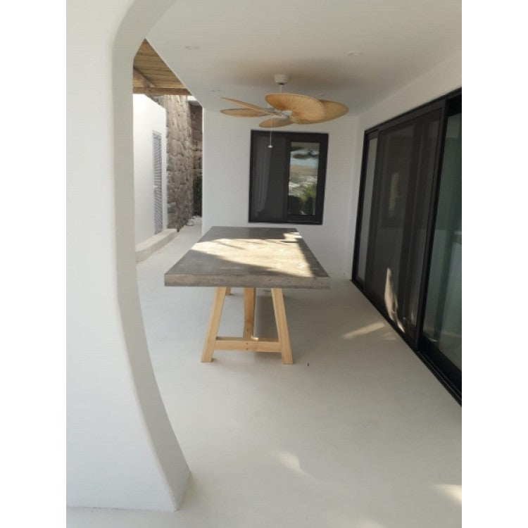 Barocco Valhalla GFRC Concrete Dining Table with Yellow Pine Legs, 39 x 118 – view 9