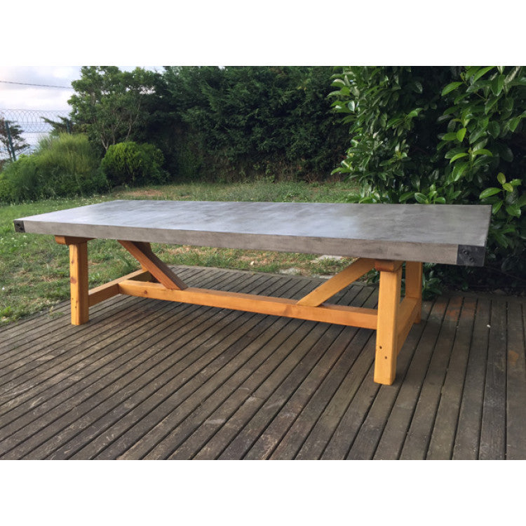Barocco Valhalla Concrete Dining Table with Yellow Pine Legs, 35.5 x 71 – view 11
