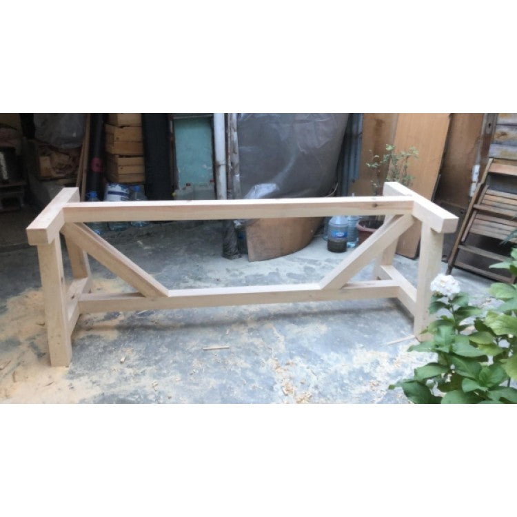 Barocco Valhalla GFRC Concrete Dining Table with Yellow Pine Legs, 39 x 118 – view 25