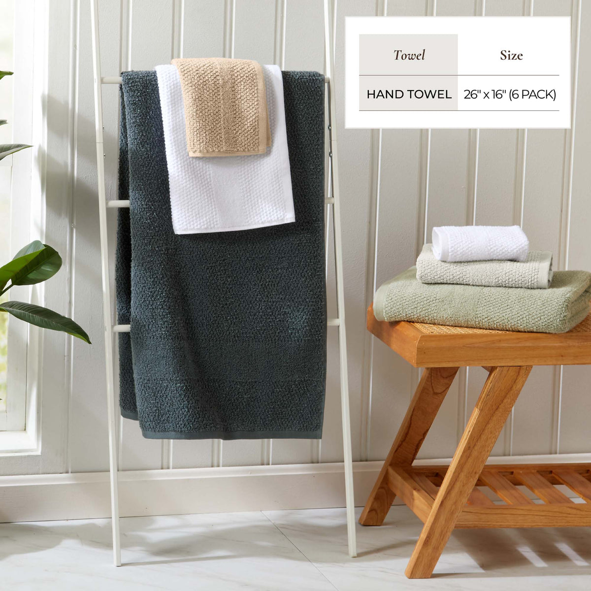 100% Cotton Rice Weave Textured Bath Towel Set – Marbella Collection – view 53