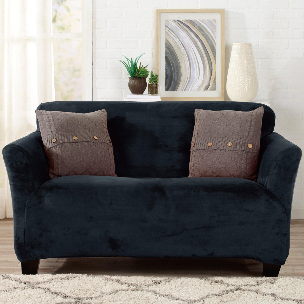 Velvet Stretch Slipcover – Gale Collection Form-Fit Sofa Cover – view 61