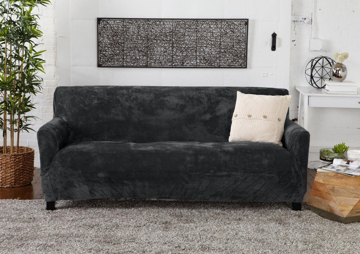Velvet Stretch Slipcover – Gale Collection Form-Fit Sofa Cover – view 53