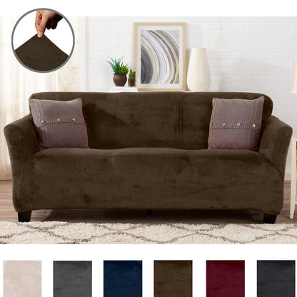 Velvet Stretch Slipcover – Gale Collection Form-Fit Sofa Cover – view 175