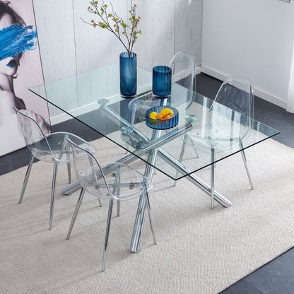 Modern Clear Transparent Dining Chairs with Silver Legs, Set of 6 – view 7