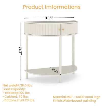 Demi Lune Half-Moon Console Table with 2 Storage Drawers – view 10