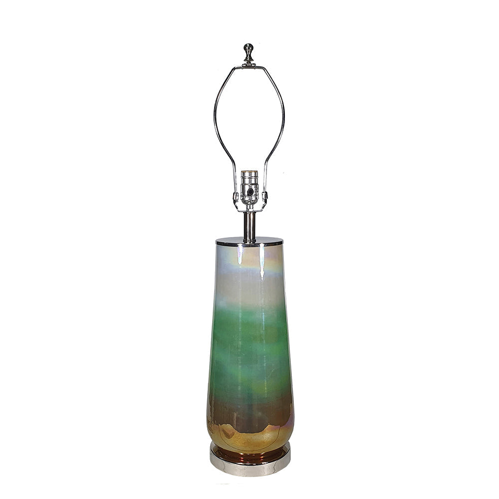 30 Inch Multicolor Glass Table Lamp with Linen Drum Shade – view 3