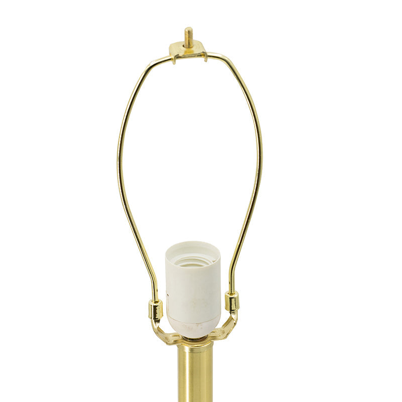 Marble Table Lamp with Brass Frame and White Fabric Drum Shade – view 6