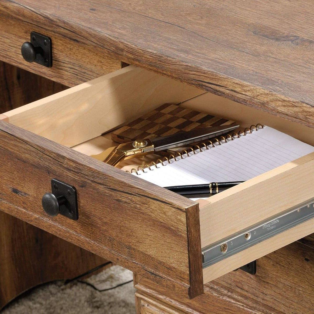 Palladia 65-Inch Executive Desk with Keyboard Drawer, Vintage Oak – view 7
