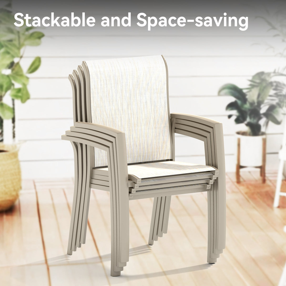 Sandstone 7-Piece Metal Patio Dining Set with Waterproof Seats – view 8