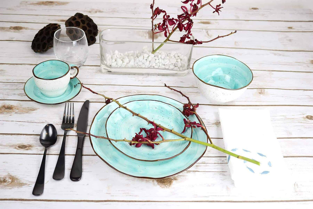 Cabana Turquoise Fine Bone China Dinnerware Set, 20 Piece – view 6