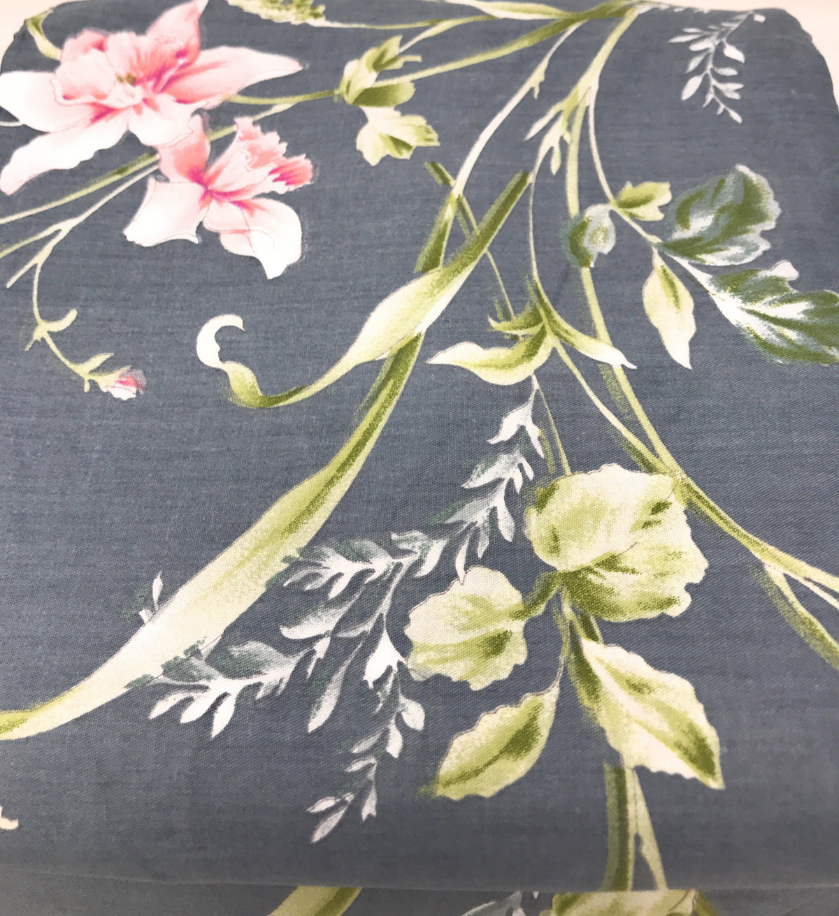Grey Cherry Blossom Floral 100% Cotton Flat Sheet – view 5