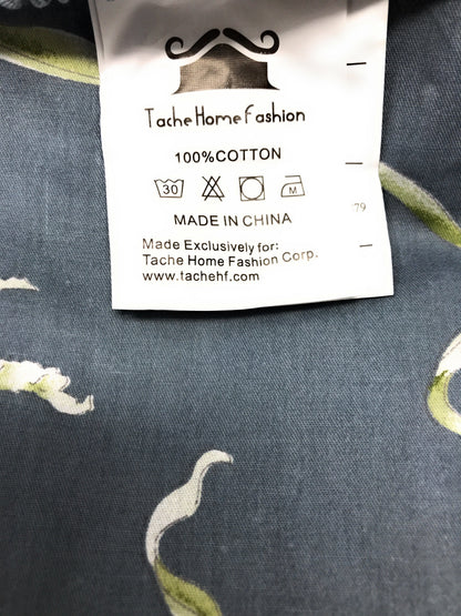 Grey Cherry Blossom Floral 100% Cotton Flat Sheet – view 7