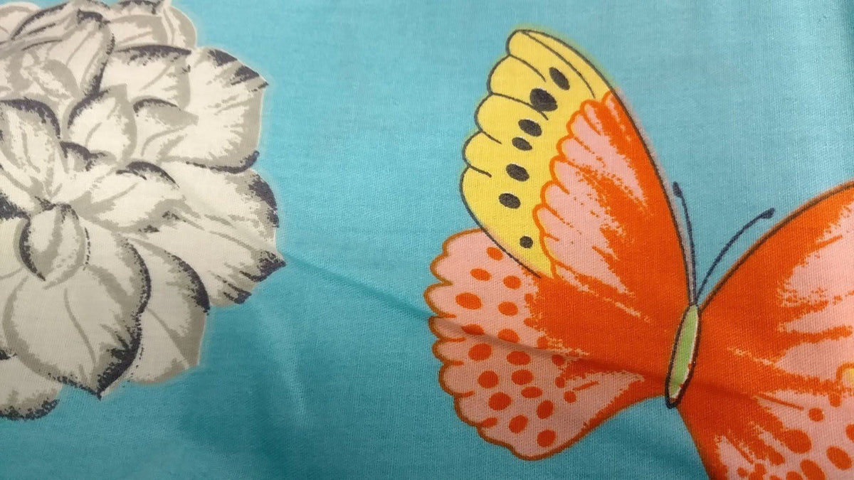 Butterfly Wonderland Aqua Floral 100% Cotton Flat Sheet Set – view 6