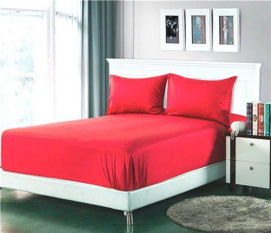 100% Cotton Scarlet Red Fitted and Flat Sheets