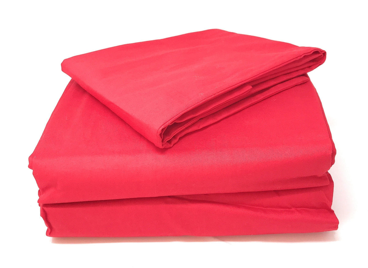 Scarlet Red 100% Cotton Fitted Sheet or Flat Sheet – view 2