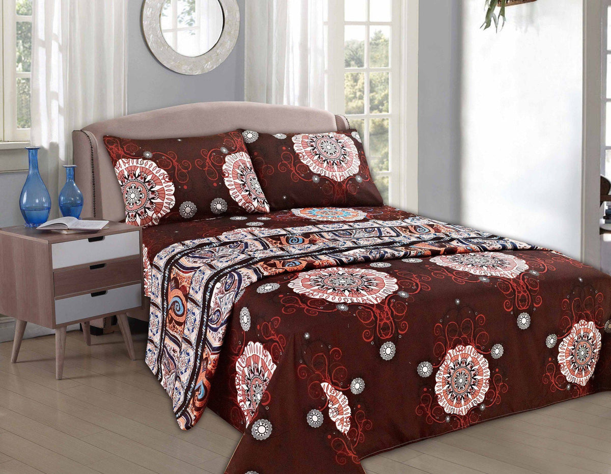 Burgundy Paisley Medallion Polyester Bed Sheet Set – view 3