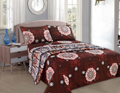 Burgundy Paisley Medallion Polyester Bed Sheet Set – view 3