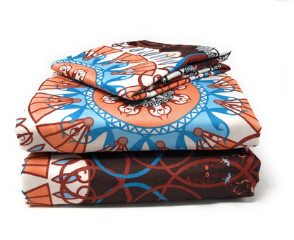 100% Polyester Burgundy Paisley Medallion Bed Sheet Set