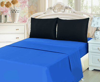 Deep Royal Blue and Black 100% Cotton Bed Sheet Set – view 2