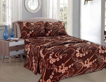 Melted Gold Brown Floral Polyester Bed Sheet Set – view 3