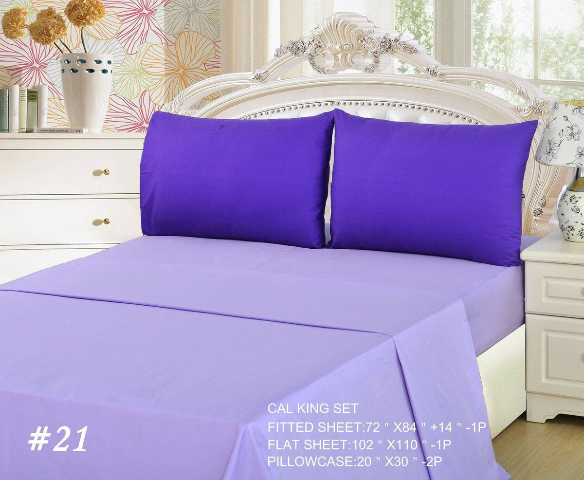 Lavender Purple 100% Cotton Bed Sheet Set with Deep Pocket – view 2
