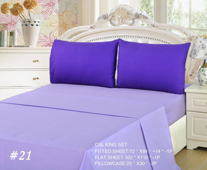 Lavender Purple 100% Cotton Bed Sheet Set with Deep Pocket – view 2