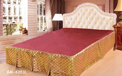 Red and Gold Argyle Pleated Bed Skirt, 14-Inch Drop – view 3