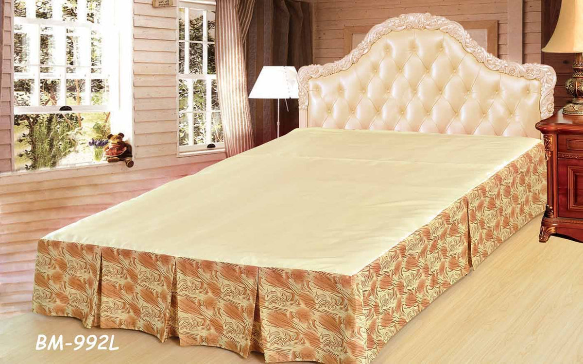 Gold Orange Mist Swirl Pleated Tailored Platform Bed Skirt, 14" Drop – view 2