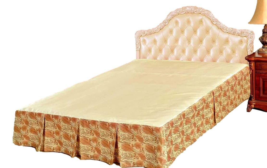 Polyester Pleated Platform Bed Skirt with Orange & Gold Swirl