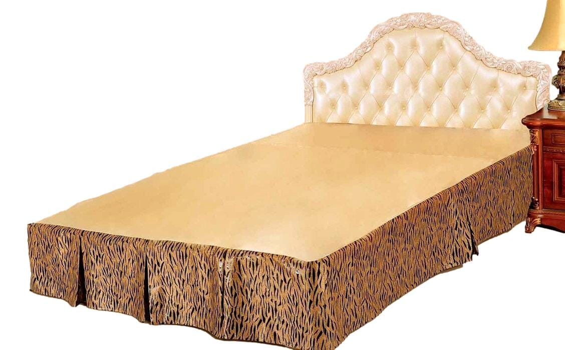 Polyester Pleated Bed Skirt, Golden Brown Tiger Print, 14" Drop
