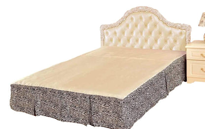 Polyester Bed Skirt, Winter Moon Zebra Print with Gold, 14" Drop