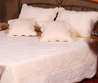 Cream Micro Fleece Quilted Bedspread Set with Scalloped Coral Reef Pattern – view 6