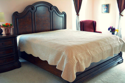 Tan Scalloped Good Vibrations Quilted Micro Fleece Bedspread Set – view 3