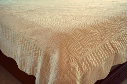 Tan Scalloped Good Vibrations Quilted Micro Fleece Bedspread Set – view 4