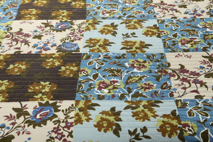 Mystical Forest Green and Blue Leaves Cotton Quilt Set – view 8