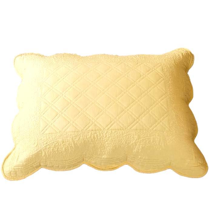 Polyester Matelasse Pillow Sham with Scalloped Edges, Butter Yellow