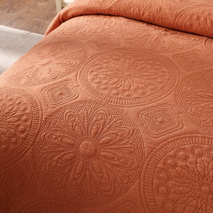 Tuscany Sunrise Orange Medallion Stonewashed Cotton Quilt Set – view 5